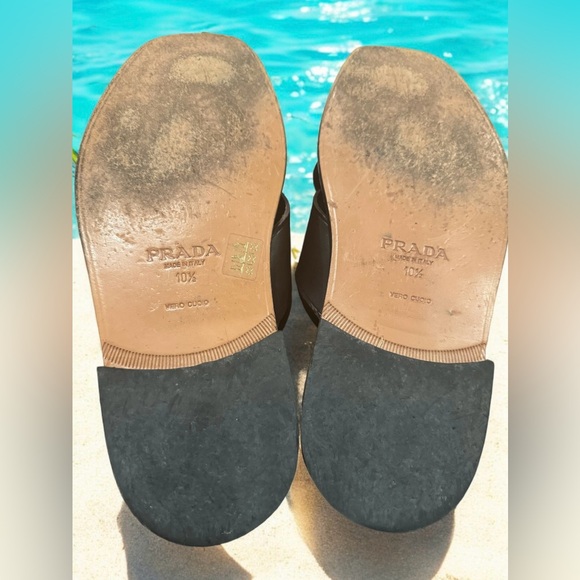 Prada slides, size 10 1/2 brown classics. Like size 10 1/2 run a little large. - Picture 5 of 5